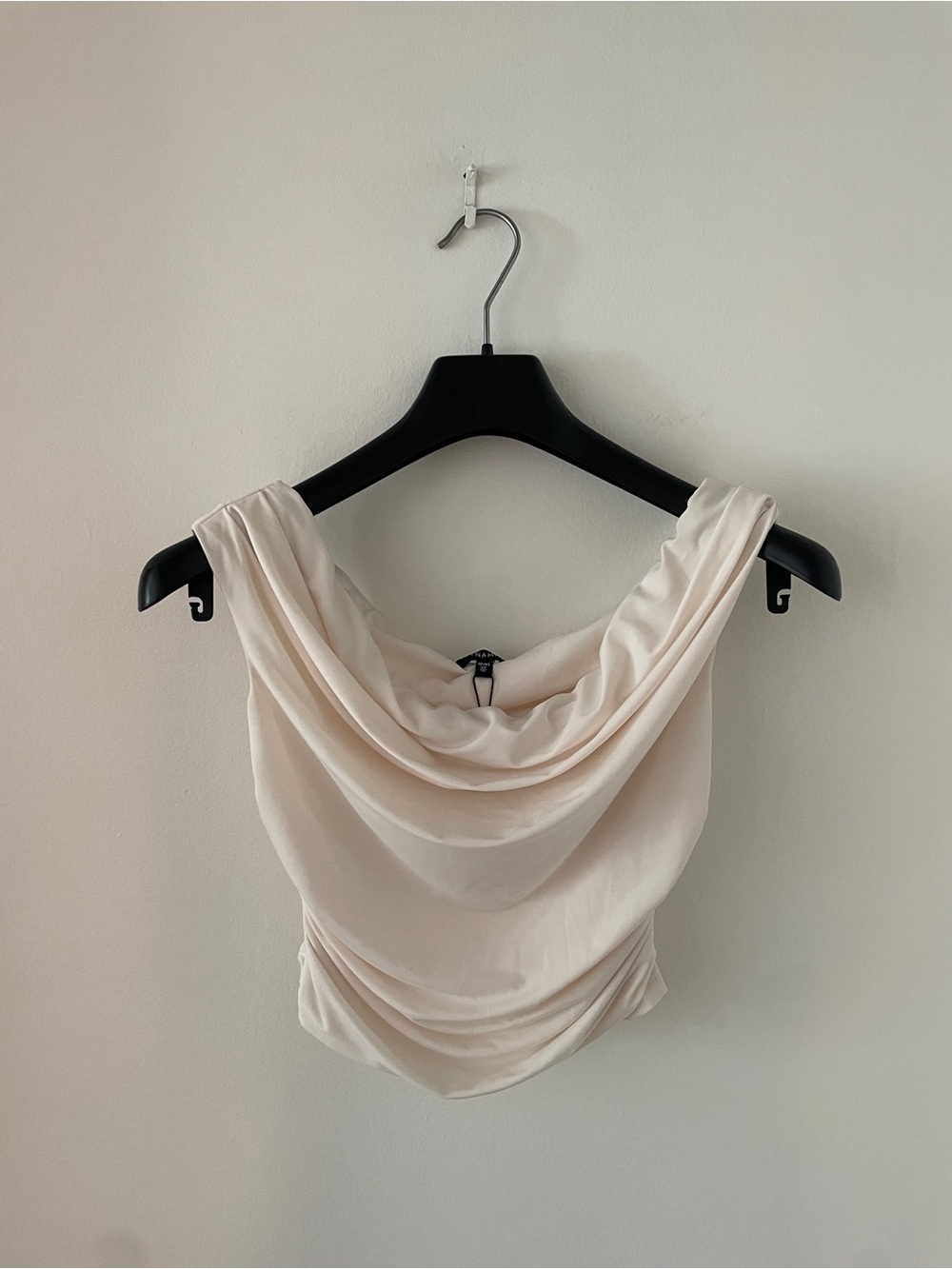 Dynamite Cream Draped Cowl Neck Crop Top